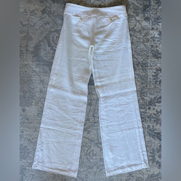 Michael Kors classic white linen pants, wide leg, mid rise. - Picture 2 of 3